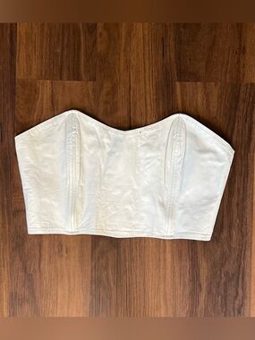 Vintage 80s white leather strapless corset style top